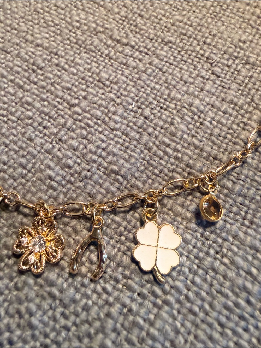 24k Gold Plated Charm Necklace with Emerald Green Gemstone - Picture 3 of 5